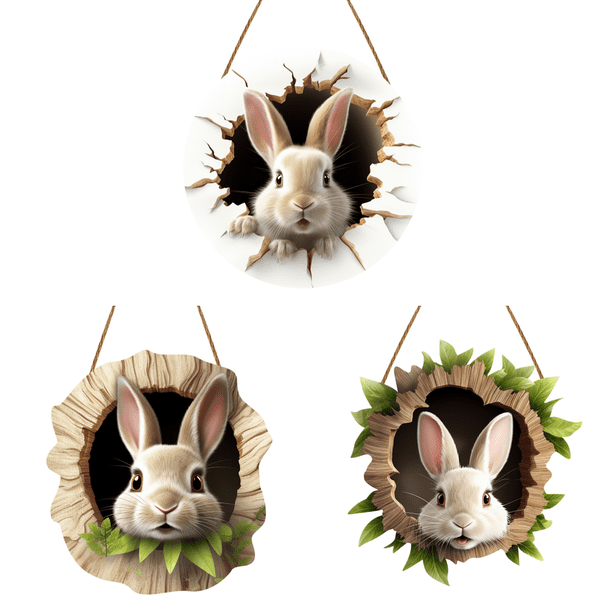 Señal La Puerta Pascua Construcción Del Conejo Bienvenida (b)