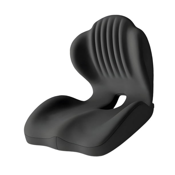 Cojín para silla de oficina portátil, cómodo y ergonómico, con soporte lumbar para asiento de coche. Negro