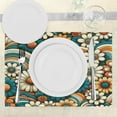 thumbnail image 3 of Ambesonne Hippie Place Mats Set of 4, Flowers in Groovy Colors, Standard Size, Orange Teal Ivory, 3 of 5