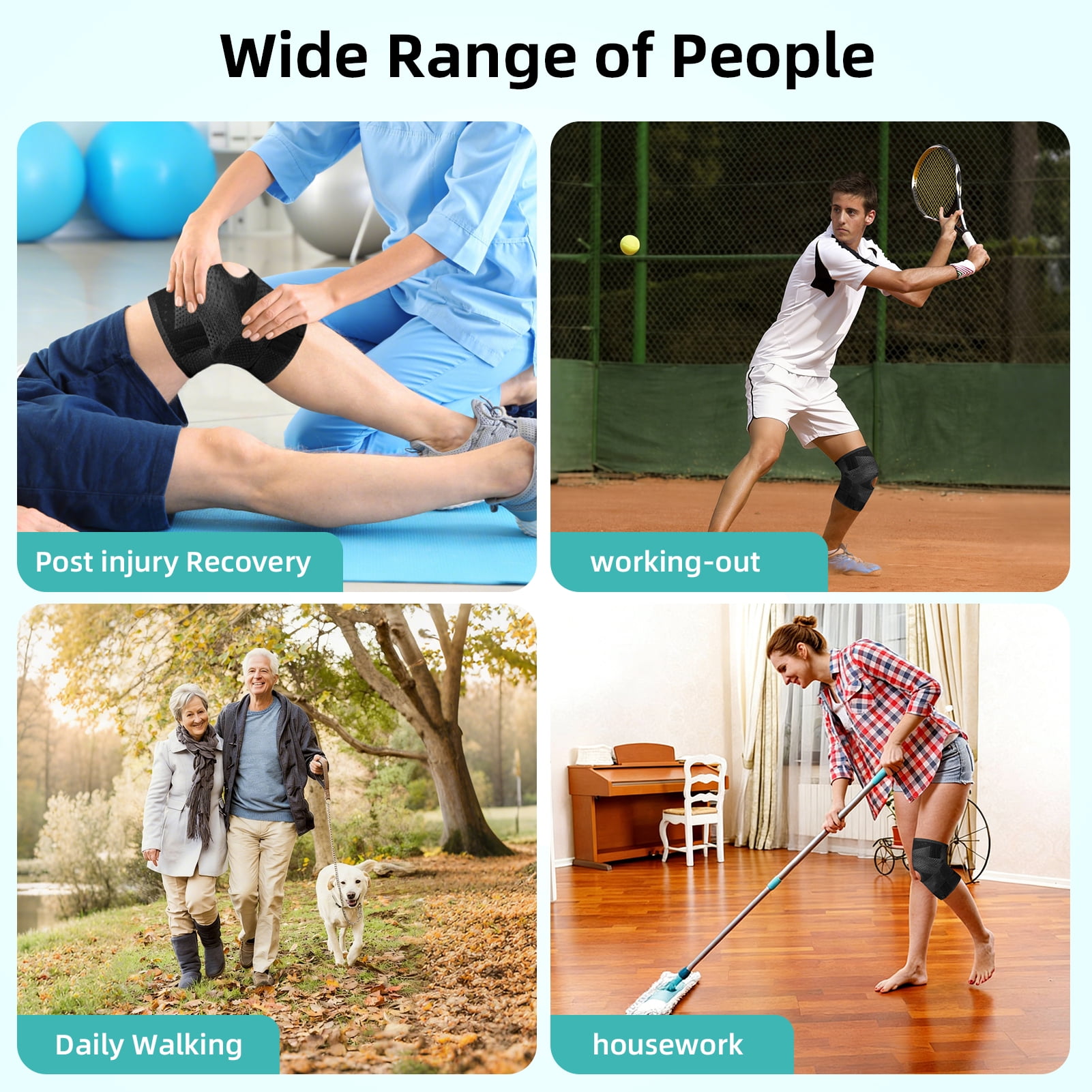 Knee Brace with Side Stabilizers, Durable, Adjustable Tension & Comfortable Fit, Breathable Knee Support for Meniscal Tear Knee Pain ACL/MCL Arthritis Injury Recovery for Men Women (XL)