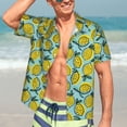 thumbnail image 7 of Honeii Lemon Print Men’s Hawaiian Shirt,Classic Button-Down Short Sleeve Shirt, for Beach, Vacation, and Outdoor Activities,X-Large, 7 of 7