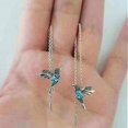 thumbnail image 1 of Gold Hummingbird Threader Earrings Hoop Earrings-elegant Rhinestone Hummingbird Long Chain Dangle Drop Earrings For Women Girls 2 Pairs, 1 of 4