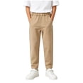 thumbnail image 3 of Jinhomg Kids Boys School Uniform Pants Soft Cotton Jogger Pants Elastic Waist Tapered Pant Back to School Stretch Casual Trousers for Boys Size 6-15Y, 3 of 9