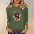 thumbnail image 2 of Ruimatai Women's Western T-Shirt 3/4 Sleeve Casual Top Printed Blouse Stylish Comfortable Soft Fabric Fashion Tee, 2 of 4