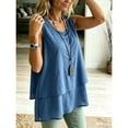 thumbnail image 6 of WCJM Women's Tanks Flowy Chiffon Sleeveless Blouse for Women Double Layers Crewneck Tank Top Ladies Summer White Tunic Shirt（Blue,S）, 6 of 7