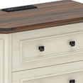 thumbnail image 2 of DEXTRUS Rustic Wood Nightstand with Charging Station, Bedside End Table with Drawers, White, 2 of 8