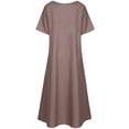 thumbnail image 4 of WTXUE Plus Robes Taille, Ligne A Manches Courtes Mi-Longue Col Ras du Cou, Robe Vintage pour Femmes Patchwork Grande Taille pour Femmes, Brun Taille TTG, 4 of 9