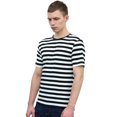 thumbnail image 2 of Camiseta De Rayas De Manga Corta Con Cuello Redondo de Color Negro para Hombre 56 Unique Bargains Camiseta, 2 of 7