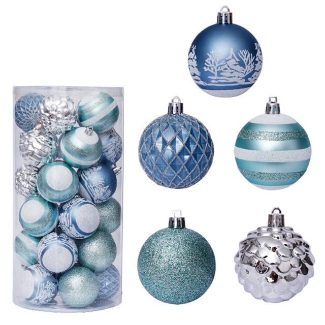 Bola de Navidad de 6 cm/2,36 pulgadas, 30 piezas de adornos para árboles de Navidad, decoraciones para árboles de Navidad de plástico inastillable, adornos de bolas de Navidad, colgantes para colgar,