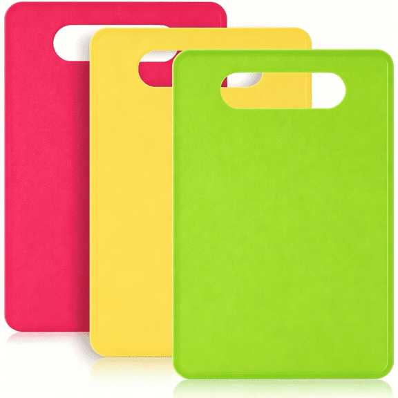 ACDANC Plastic Cutting Board Set,3 Pack Small Chopping Boards for Kitchen,Bpa-Free,Dishwasher Safe,Color Coded Boards Pads for Meat Vegetable Fruit,Easy Grip Handle,Non-Slip,Space Saving