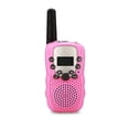 thumbnail image 1 of 2 walkie-talkies para niños de 3 km de largo alcance, sonido claro, radio bidireccional portátil, juguete para niños, color rosa, 1 of 12