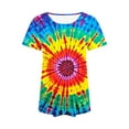 thumbnail image 4 of jtjvou Women's Summer Short Sleeve Shirts Going out Tops for Teen Crewneck Shirts Casual Loose Trendy Fashion Lady Tie Dye Tuinc Multicolor,XL, 4 of 6