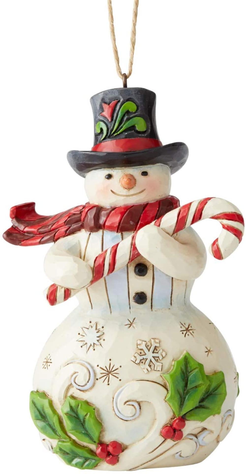 Enesco Jim Shore Heartwood Creek Snowman Holding Candy Cane Figurine 