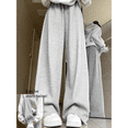 thumbnail image 2 of Pantalones deportivos holgados para mujer, temporada primavera otoño, forro polar grueso, entrepierna recta, piernas anchas, pantalones casuales americanos, 2 of 4
