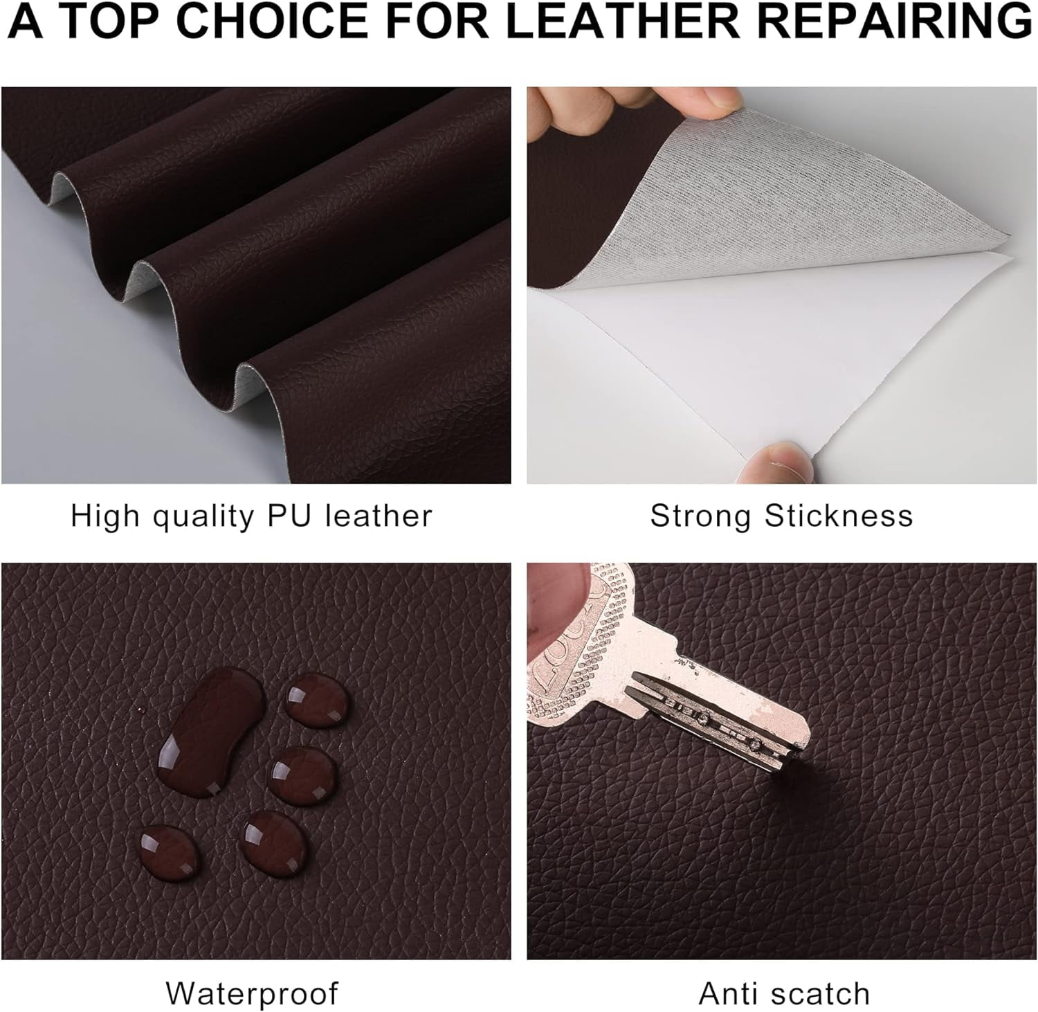 Leather Repair Patch for Furniture, 4" x 78" Self Adhesive Leather Repair Kit Vinyl Repair Tape for Car Seat Sofa Jackets Couches Chair Black