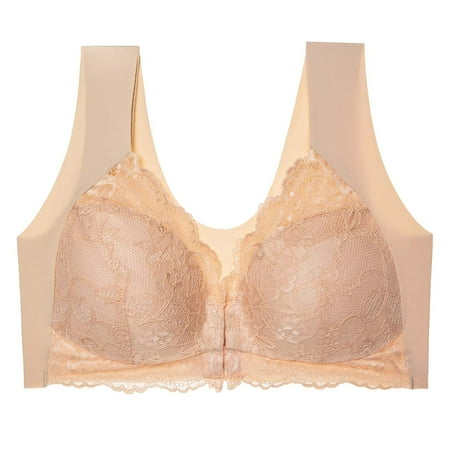

TOWED22 Bra For Women Women s Lace Plunge Bra Underwire Bralette Plus Size See Unlined Bras Beige