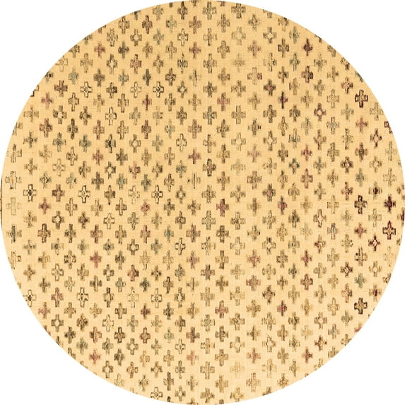 Ahgly Company Indoor Round Abstract Brown Modern Area Rugs, 8' Round