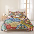 thumbnail image 3 of Full Quilt Set 78''x90'', Boho Floral Lightweight Bedspread Coverlet Set with 2 Pillow Shams, Bohemia Country Colorful Mandalas Flower Breathable All Season Quilt Bedding for Bedroom/Guest Room, 3 of 9
