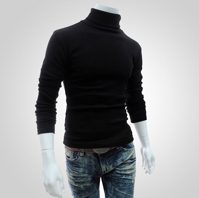 thick black turtleneck sweater mens