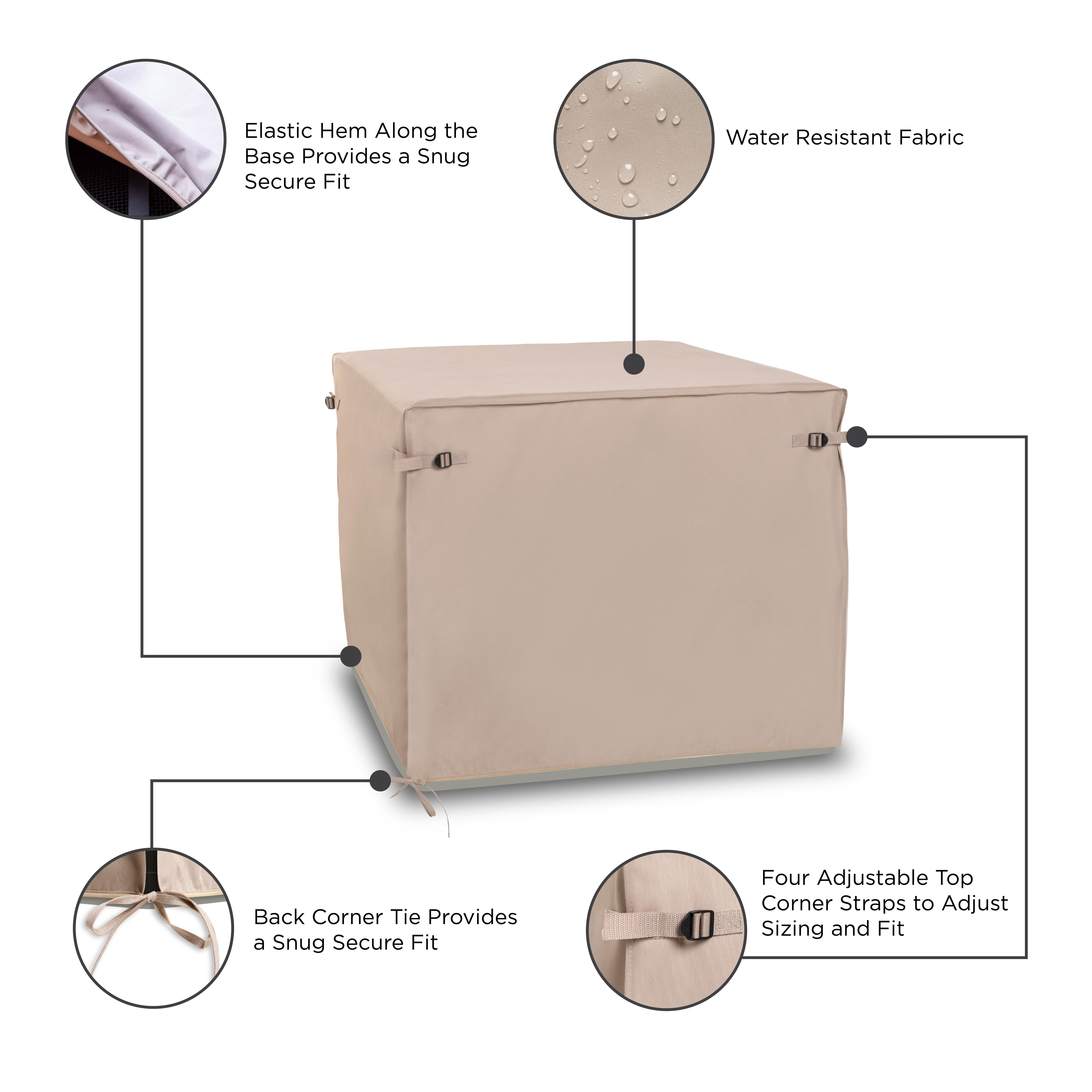Modern Leisure Chalet Square Outdoor Patio Air Conditioner Cover, 36"L x 36"W x 30"H, Beige