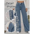 thumbnail image 4 of QERINTE Womens Plus Size Wide Leg Jeans Women Stretch Straight Leg Jean High Waist Baggy Casual Boyfriend Jeans, 4 of 5