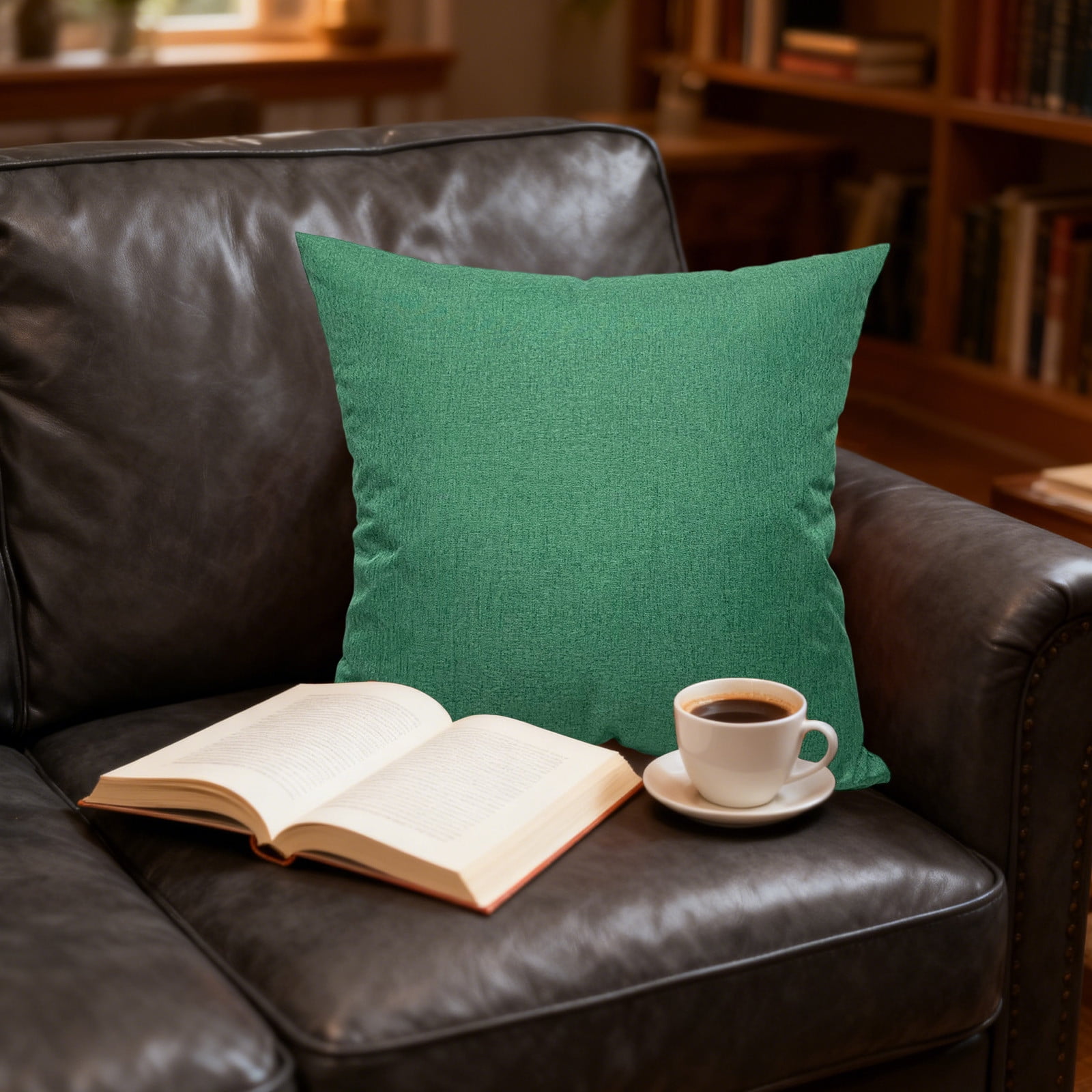 Pack of 1 Decorative Outdoor Throw Pillow Faux Linen Garden Farmhouse Coastal Cushion for Summer Patio Tent Balcony Couch Sofa, Green