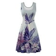 thumbnail image 4 of USSUMA Summer Dresses for Women Casual Floral Print Mini Flowy Swing Beach Party Sundresses Sleeveless Plus Dresses Crew Neck Sun Dress Wedding Guest, 4 of 5