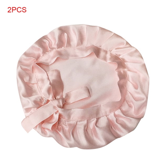2 Pieces Mulberry Silk Nightcap Sleeping Cap Pure Silk Hair Wrap Adjustable Elastic Band Sleeping Beanie