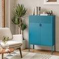 thumbnail image 7 of Elegant Metal Storage Cabinet with Legs, 2 Door Metal Locker Style Accent Storage Cabinet with 2 Adjustable Shelves for Home,Office,Entryway,Blue, 7 of 7