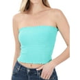 thumbnail image 1 of "Women Strapless Pleated Solid Colors Smocked Bandeau Sexy Tube Crop Tops (MINT, X-Large)", 1 of 3