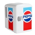 thumbnail image 3 of Pepsi 6 Can Mini Fridge Retro Beverage Cooler with Car Adapter – Portable Mini Fridge for Drinks, Skincare, Car, Bedroom, Office, White, 3 of 10