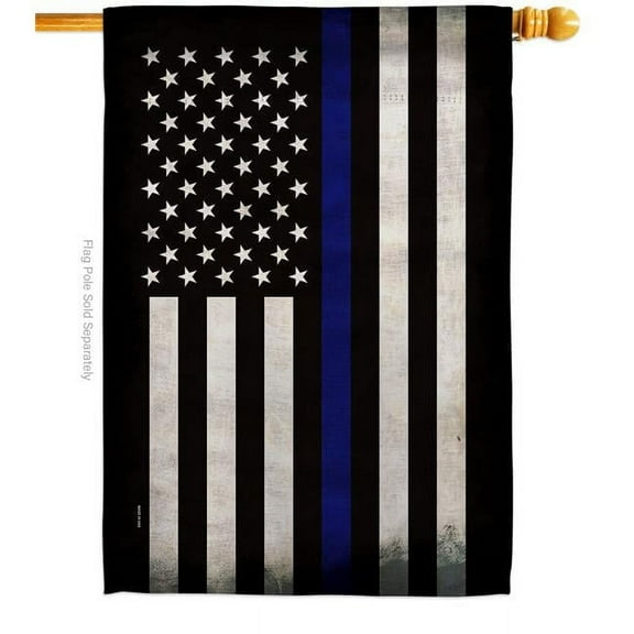 28 x 40 in. USA Thin Blue Line House Flag with Armed Forces Police Double-Sided Decorative Horizontal Flags Decoration Banner Garden Yard Gift