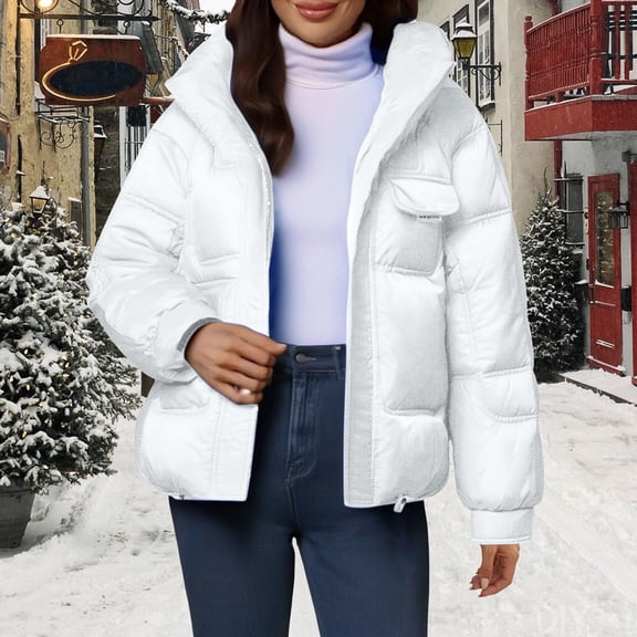 Pyhlmscde Women's Casual Waisted Thick Warm Puffer Jacket, Puffer Jacket Womens, Winter Clothing for Women, Winter Coats for Women