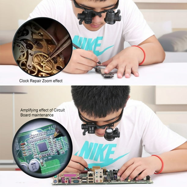 Kenally Juego de lupa de diadema, Material Premium, luz Led