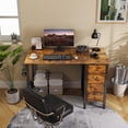 thumbnail image 5 of DLisiting 47 Inch Computer Office Desk - Home Office Desk with Storage Fabric Drawers, Simple PC Writing Work Desks for Bedroom Boys Girls Teens Childrens, Rustic Brown, 5 of 9