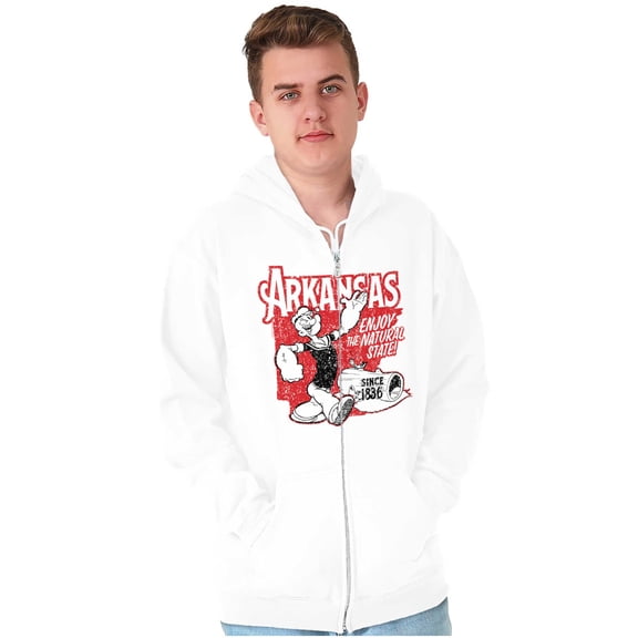 Popeye Arkansas State AR Cartoon Zip Up Hoodie Men's Women's Brisco Brands S