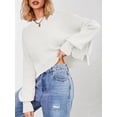 thumbnail image 5 of Women'S Oversized Batwing Sweaters Fall Outfits Trendy Crewneck Knit Side Slit Fashion Pullover Tops White M, 5 of 10