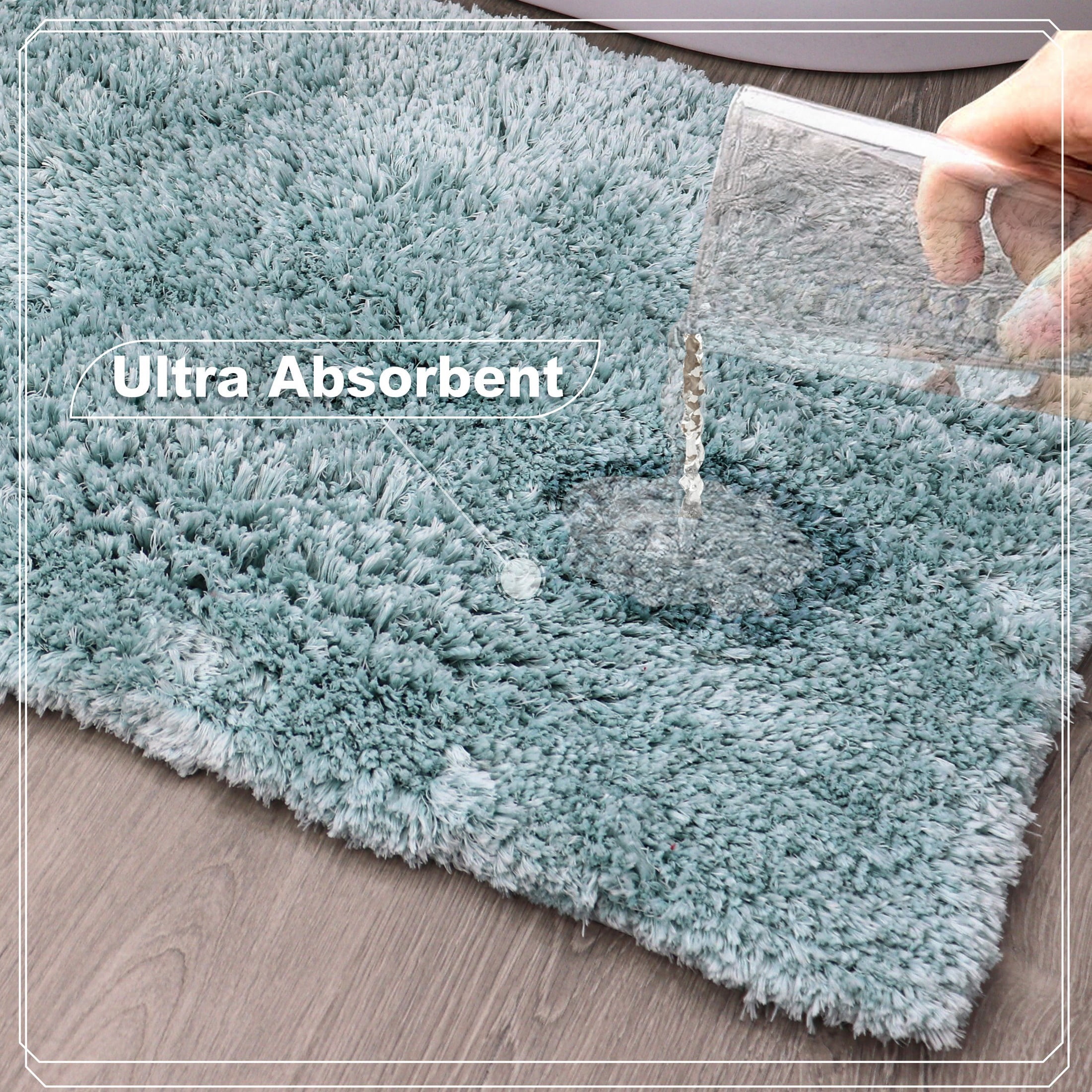 Essential 3-Piece Bathroom Rug Set, Plush Microfiber Bath Mat, U-Shaped Contour Rug and Toilet Lid Cover, Ultra Absorbent, Quick-Dry, Non-Slip Bathroom Mats, Machine Washable, Turquoise