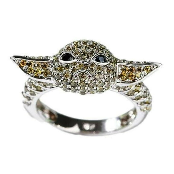 Yoda Rhinestone Stainless Steel Band Ring Size 10