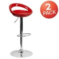 thumbnail image 3 of Flash Furniture Wilson 2 Pack Contemporary Red Plastic Adjustable Height Barstool with Rounded Cutout Back and Chrome Base, 3 of 14
