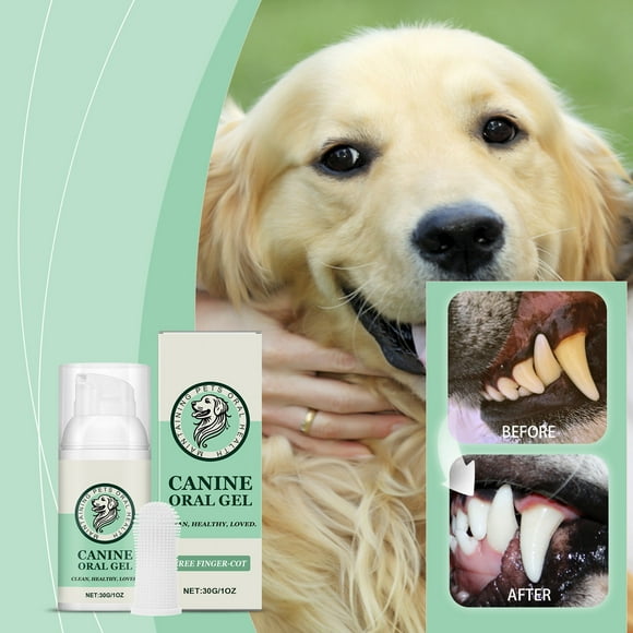Dog Teeth Cleaning Gel, Pet Oral Care Dental Plaque Tartar Remover, Fresh Breath Toothpaste for Dogs, At-Home Teeth Cleaning Kit, Vet-Recommended Dental Hygiene Solution for Puppies & Adult Dogs