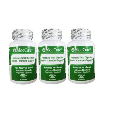 Immune 90 Caps (AloeCure Pure Aloe Caps (3-pack) for Acid Reflux, Healthy Digestive System, Immune Support, Natural)