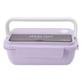 thumbnail image 1 of Lunch Container, Plastic Independent Space Easy To Clean Large Capacity 1100ml Salad Container With Chopsticks For Students For School Purple,Green,Blue Yellow,Tender Pink, 1 of 8