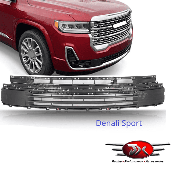 JX RACING Front Lower Grille Matte Black Compatible with GMC Acadia Denali Sport 2020-2023 W/O Chrome Trim