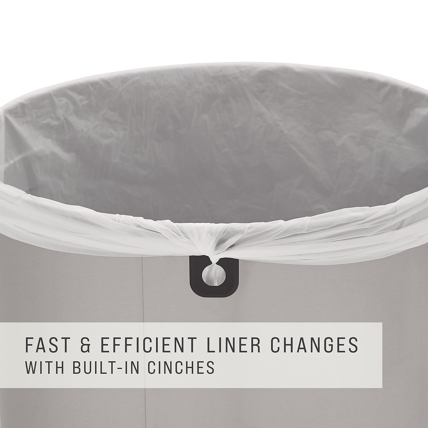 Rubbermaid Refine Stainless Steel Indoor Trash Can with Open Lid 15 Gallon Silver (2147581)