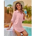 thumbnail image 2 of Womens Bathing Suit Cover Ups Bikini Swimsuit Coverup Drawstring Beach Dress Shirt, 2 of 6