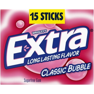 Extra Classic Bubble Gum Sugar Free Chewing Gum, Single Pack- 15 Stick