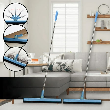 Squeegee, Floor Squeegee, 2Pcs Adjustable Long Handle Floor Squeegees with Hook, Water Squeegee Foam Blade for Concrete Floor, Tile, Pet Hair, Floor Wiper（33.5inch）