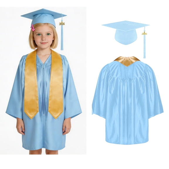 Girls Boys Graduation Gowns for Tween with Cap Blue Cap and Gown for Tween Graduation Ceremony Outfit 10-12 Years