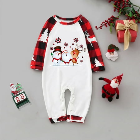 

NEGJ Christmas Cute Prints Romper Family Clothes Baby Long Sleeve Jumpsuit